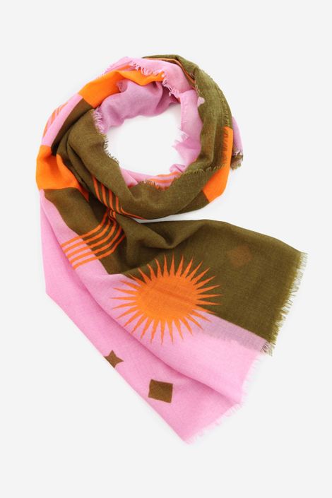 Schal aus Schurwolle mit Colorblocking