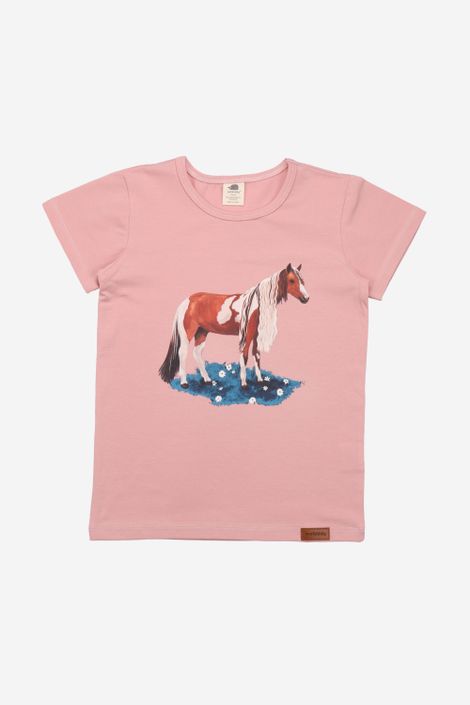 T-Shirt mit Bio-Baumwolle Pferd Halbarm