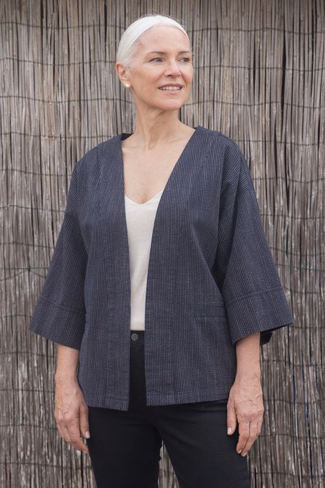 Kimono Jacke aus reiner Biobaumwolle Streifen