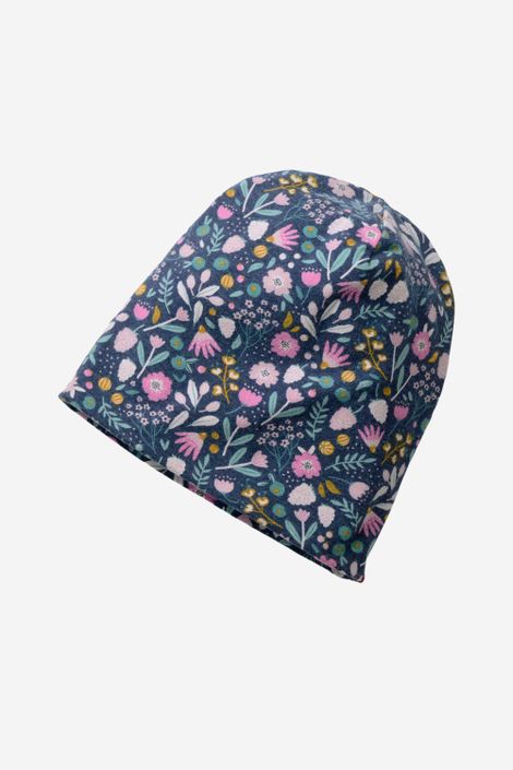 Beanie Mütze Jersey mit Bio-Baumwolle Blütenmuster