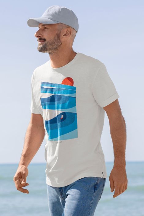 T-Shirt aus Bio-Baumwolle Waves Halbarm