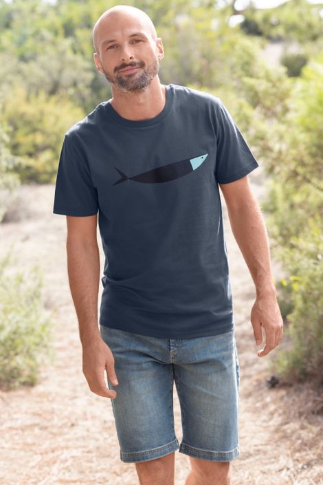 T-Shirt aus Bio-Baumwolle mit Fisch Print