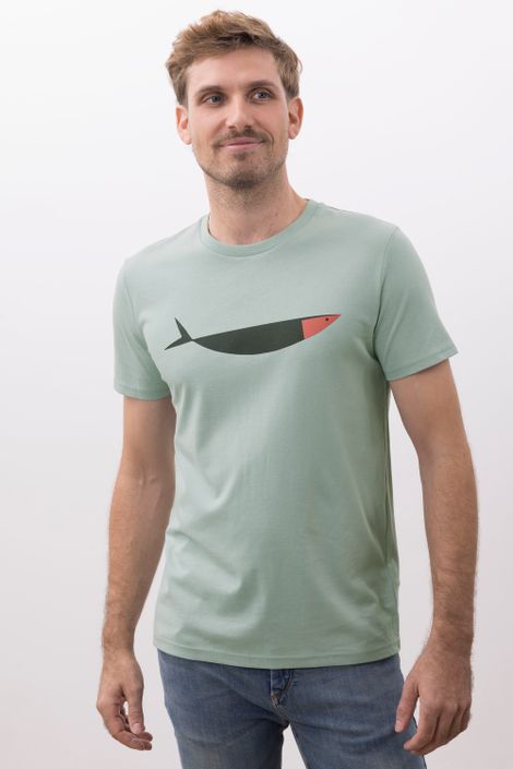 T-Shirt aus Bio-Baumwolle mit Fisch Print