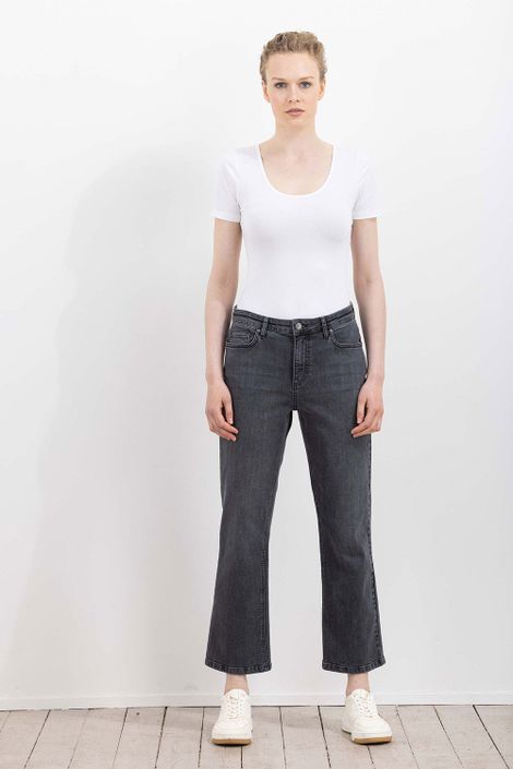 Verkürzte Jeans aus Bio-Baumwolle High Waist