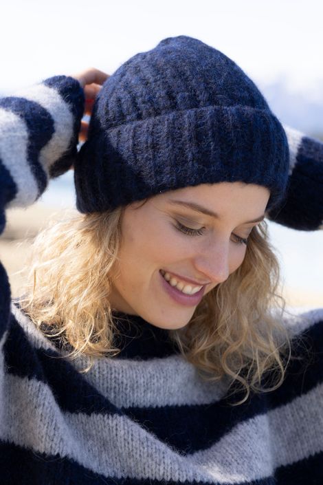 Mütze aus Bio-Baumwolle Alpaka und Schurwolle