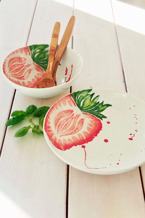 Keramik Schale 'Erdbeere' niedrig