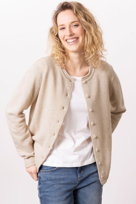 Strickjacke aus Schurwolle Rollkanten