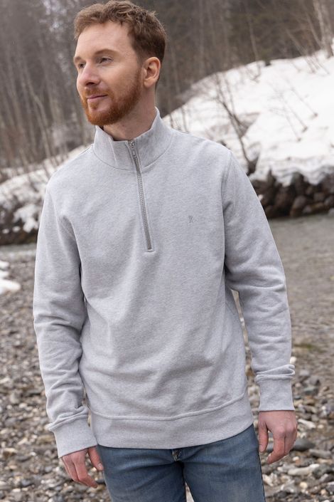Sweatshirt aus Bio-Baumwolle mit Troyer-Kragen